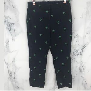 Talbots Navy Blue Green Palm Trees Capri Pants